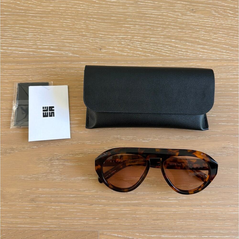Elisa Johnson Sunglasses Tortoise Val One Size Brown Orange